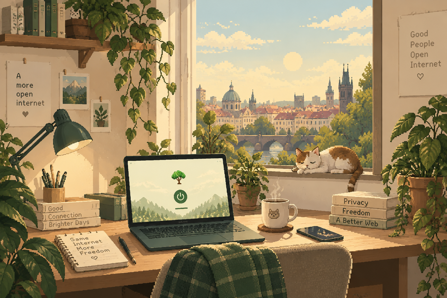 Cozy unly workspace with laptop